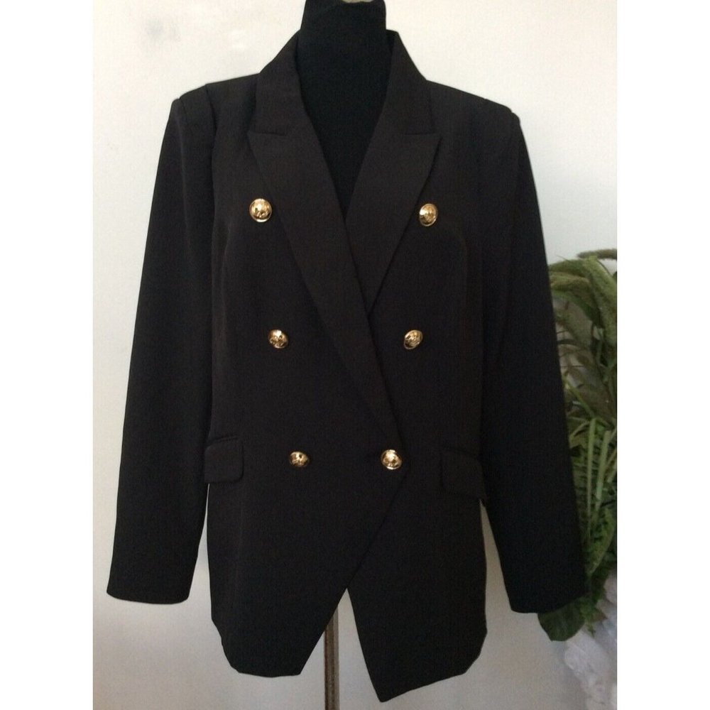 NWT City Chic Rock Royalty Double Breasted‎ Black Blazer Jacket Size S/16,  $119